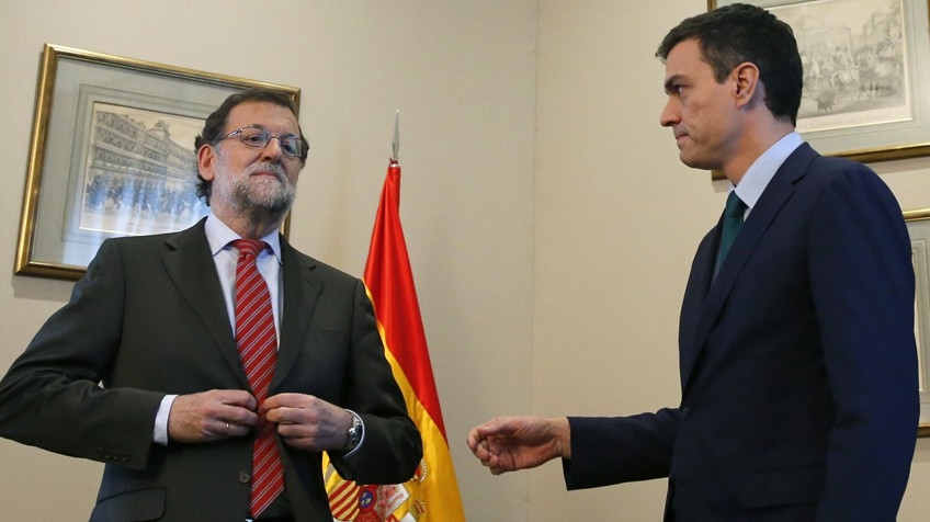 Rajoy y Sánchez en su reunión del 12 de febrero de 2016