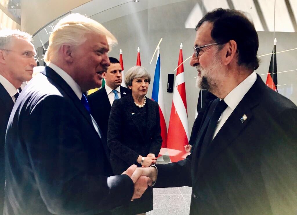 Donald Trump y Mariano Rajoy, en el encuentro de líderes de la Otan.