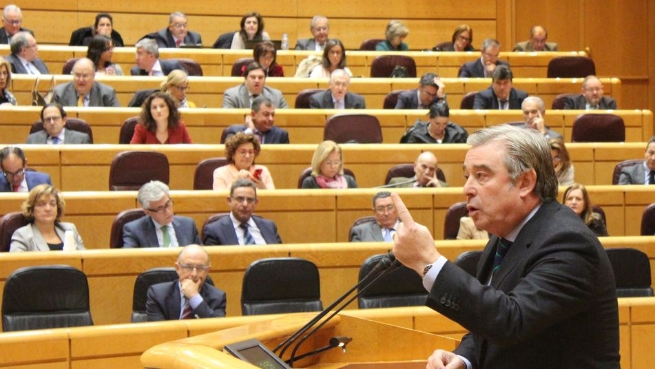 Barreiro durante el debate en el Senado de la comisión de financiación de los partidos