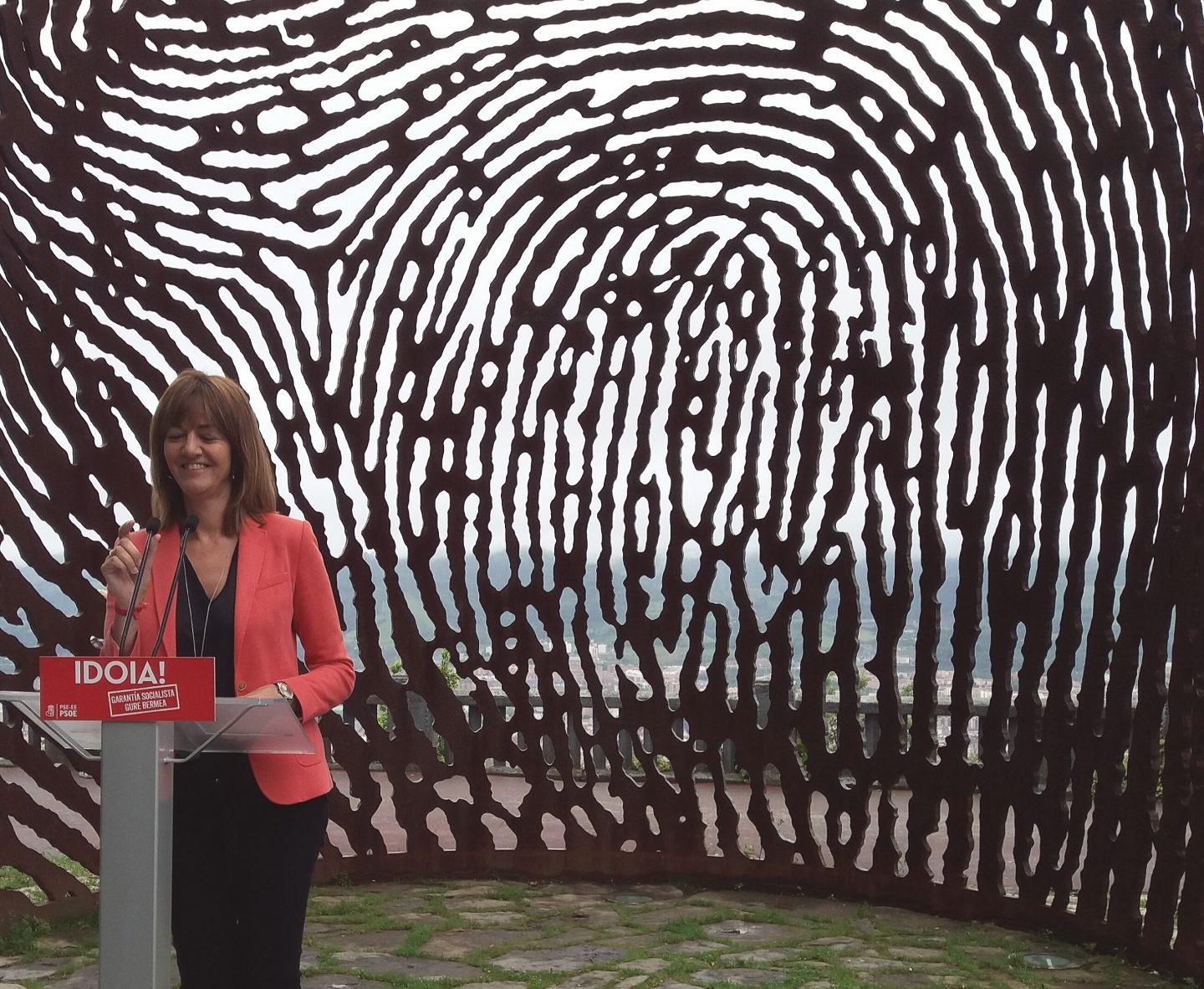 La secretaria general del PSE, Idoia Mendia, durante la presentación de su candidatura a la reelección.