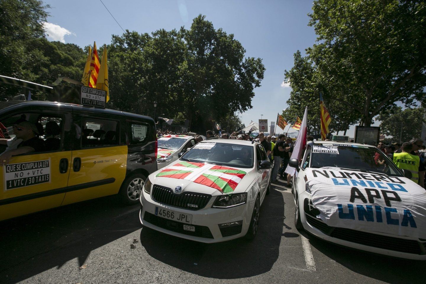 Manifestación de taxistas en Madrid.