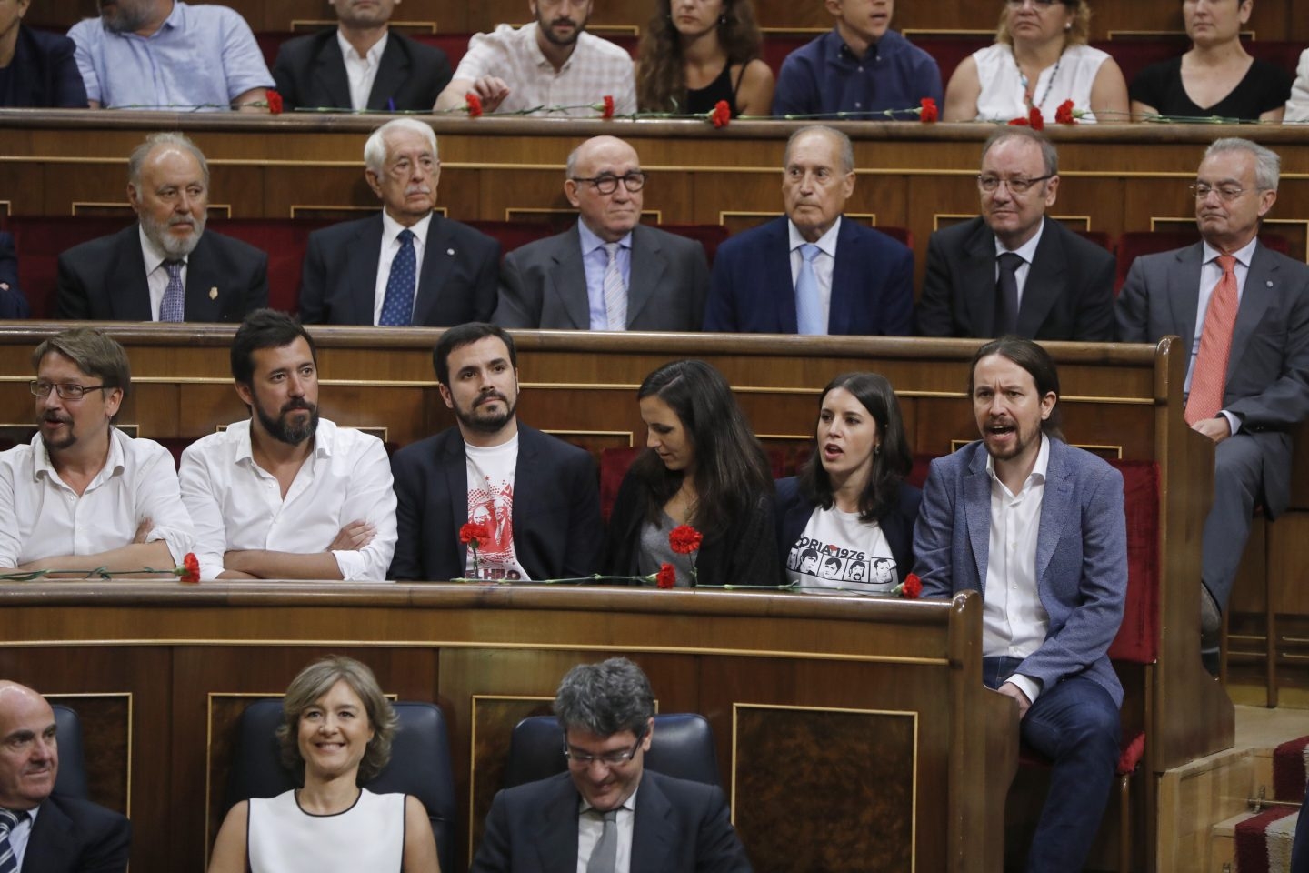 40 aniversario de las elecciones: Pablo Iglesias e Irene Montero.