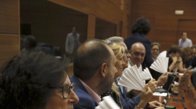 Abanicos de papel como protesta en la Asamblea e Madrid