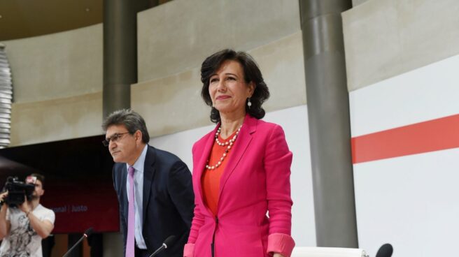 Ana Patricia Botín, en su intervención sobre Popular. Ana Patricia Botín, en su intervención sobre Popular.