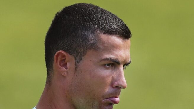 Cristiano Ronaldo, hoy en el entrenamiento con Portugal. Cristiano Ronaldo, hoy en el entrenamiento con Portugal.