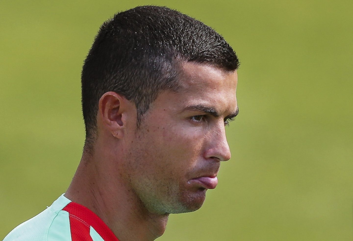 Cristiano Ronaldo, hoy en el entrenamiento con Portugal.