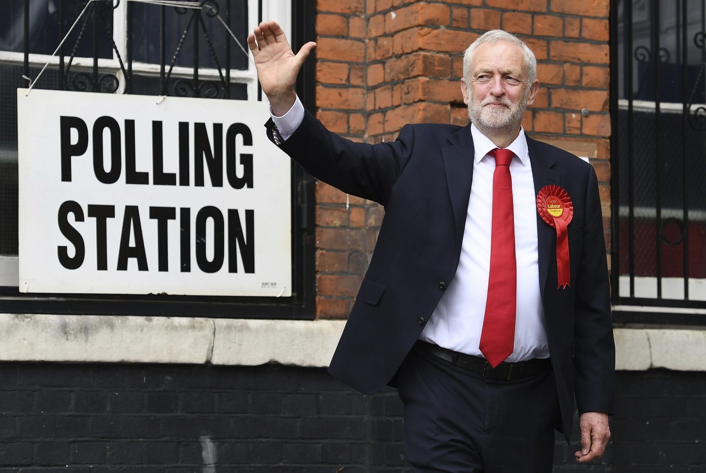 Jeremy Corbyn, en su colegio electoral.