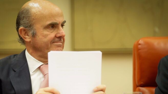 Luis de Guindos, en el Congreso. Luis de Guindos, en comparecencia en el Congreso de los Diputados.