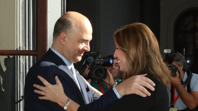 Pierre Moscovici y Susana Diaz, en el palacio de San Telmo.