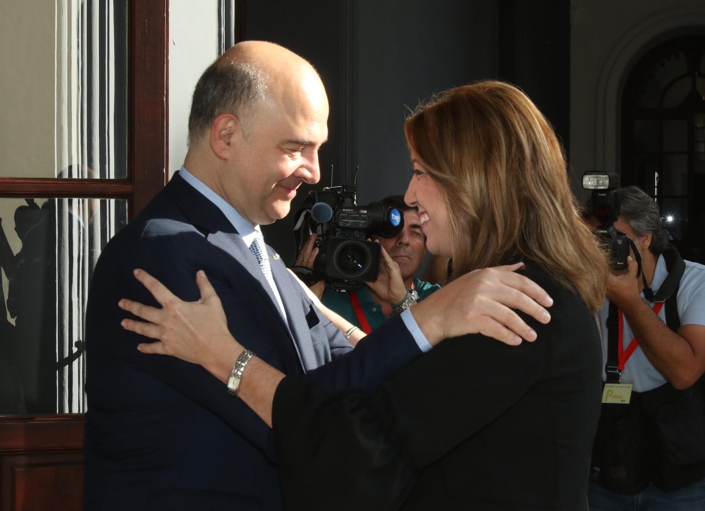 Pierre Moscovici y Susana Diaz, en el palacio de San Telmo.