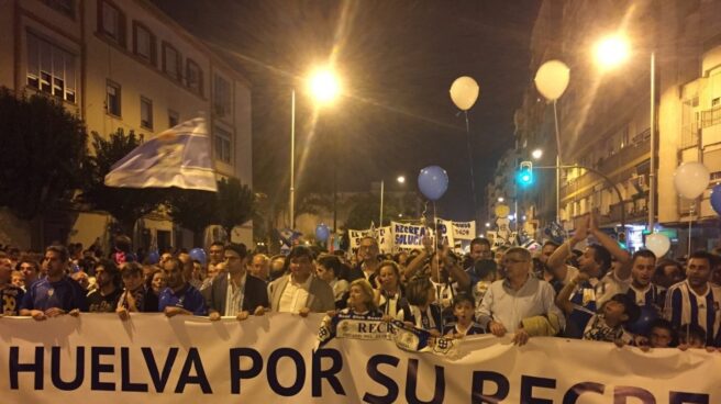 Manifestación en defensa del Recreativo de Huelva.