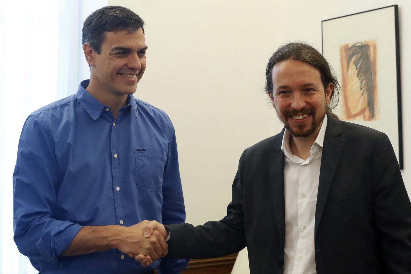 Pedro Sanchez y Pablo Iglesias, en el Congreso.