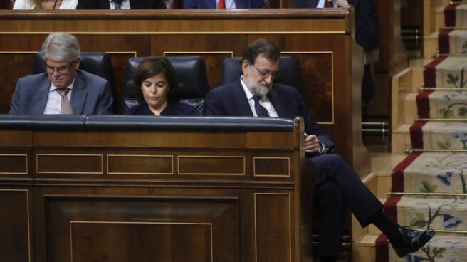 Dastis, Sáenz de Santamaría y Rajoy, en la moción de censura.