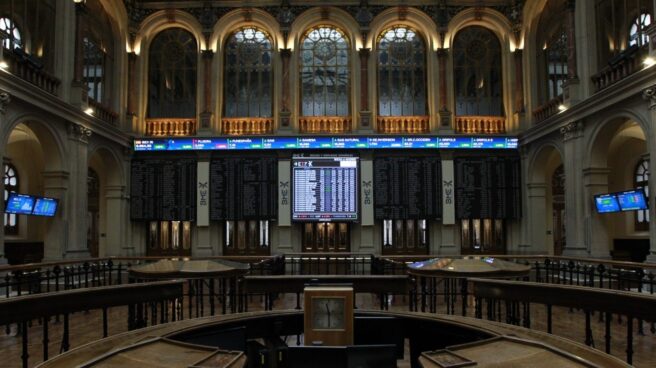 Interior del edificio de la Bolsa de Madrid.