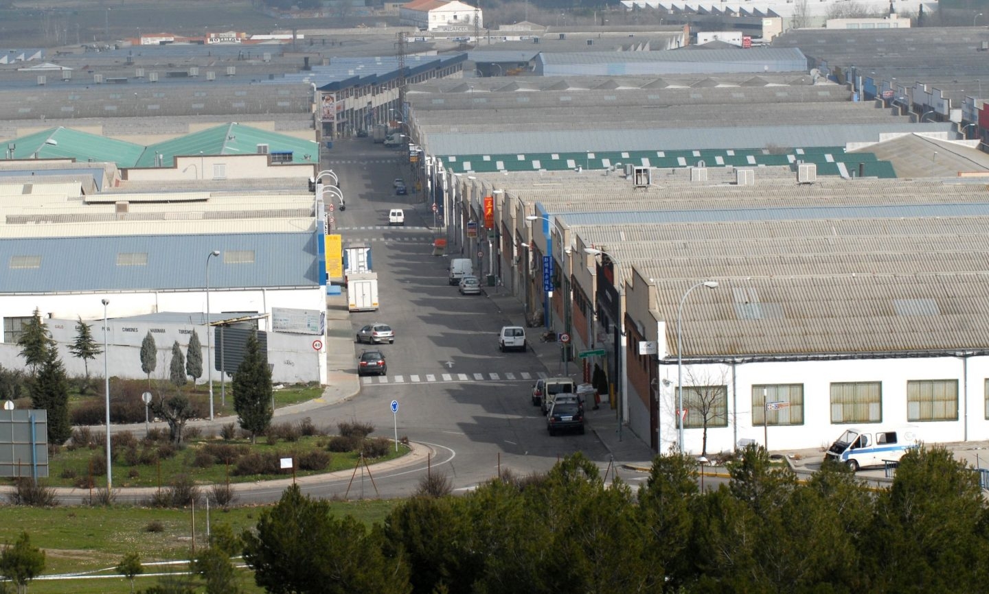 Vista aérea del polígono de negocios chinos en Cobo Calleja (Madrid).