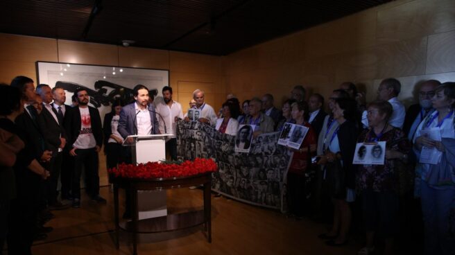 homenaje-antifranquista Pablo Iglesias durante el homenaje a las víctimas del "antifranquismo" en el Congreso.