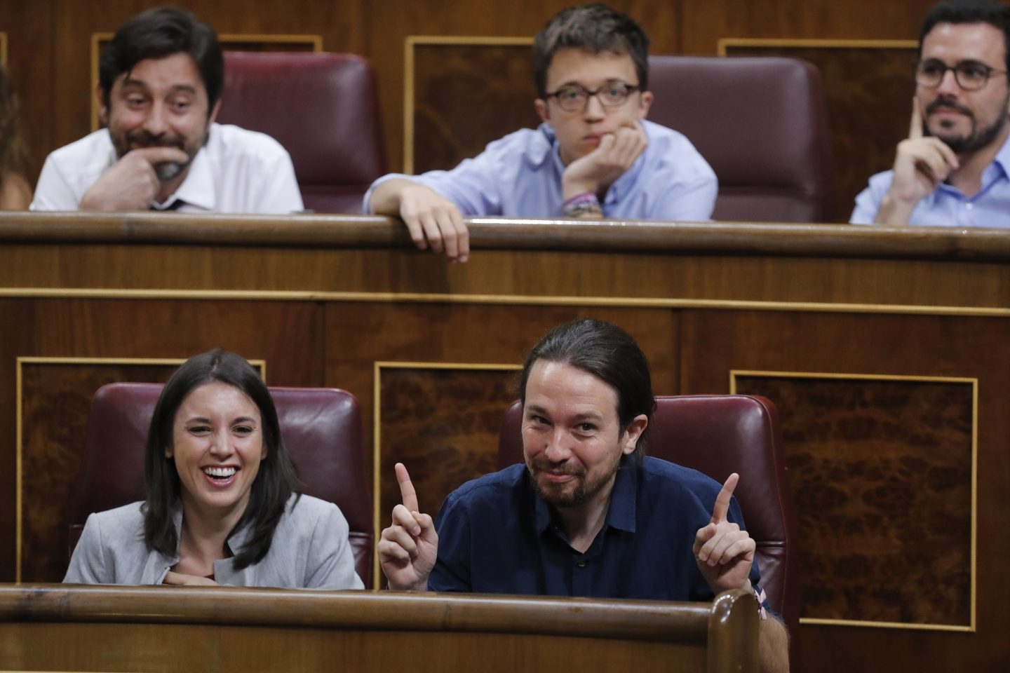 Pablo Iglesias, en su escaño del Congreso.