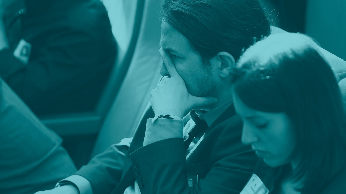 Pablo Iglesias, líder de Podemos, junto a Irene Montero, portavoz de la formación en el Congreso.