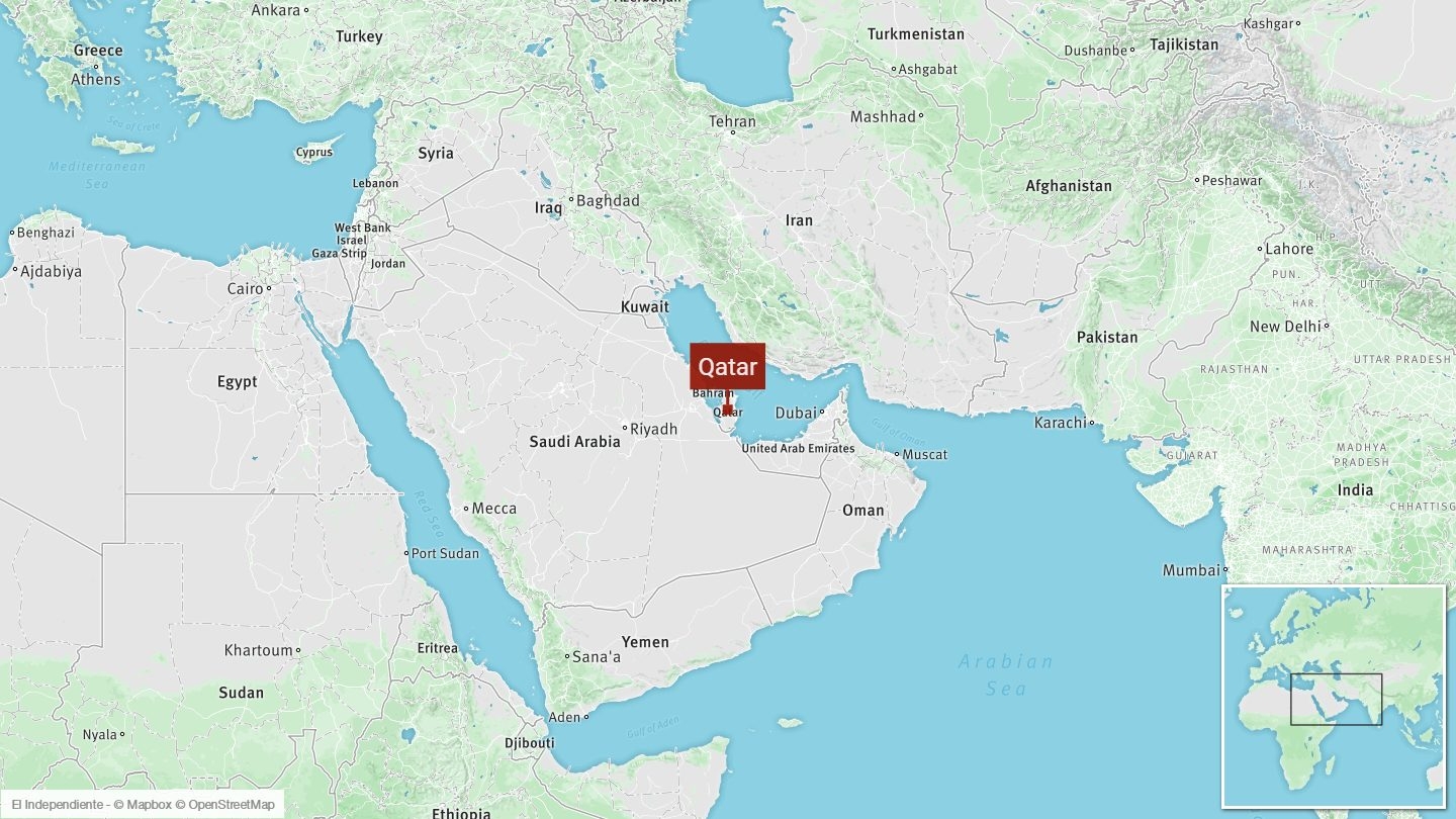 Localización de Qatar en el Golfo Pérsico.