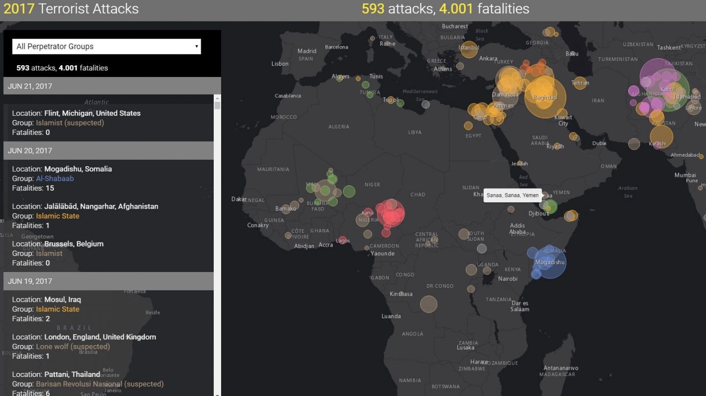 El mapa del terrorismo en tiempo real