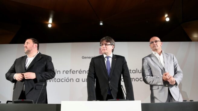 Junqueras, Puigdemont y Romeva en Madrid el pasado 22 de mayo