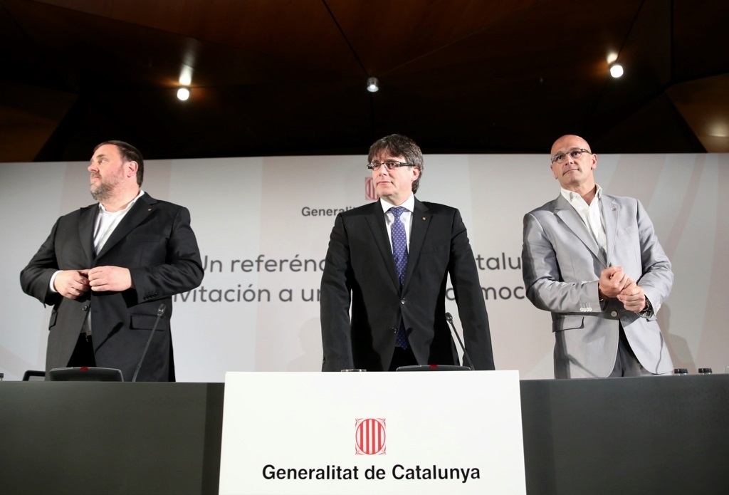 Junqueras, Puigdemont y Romeva en Madrid el pasado 22 de mayo