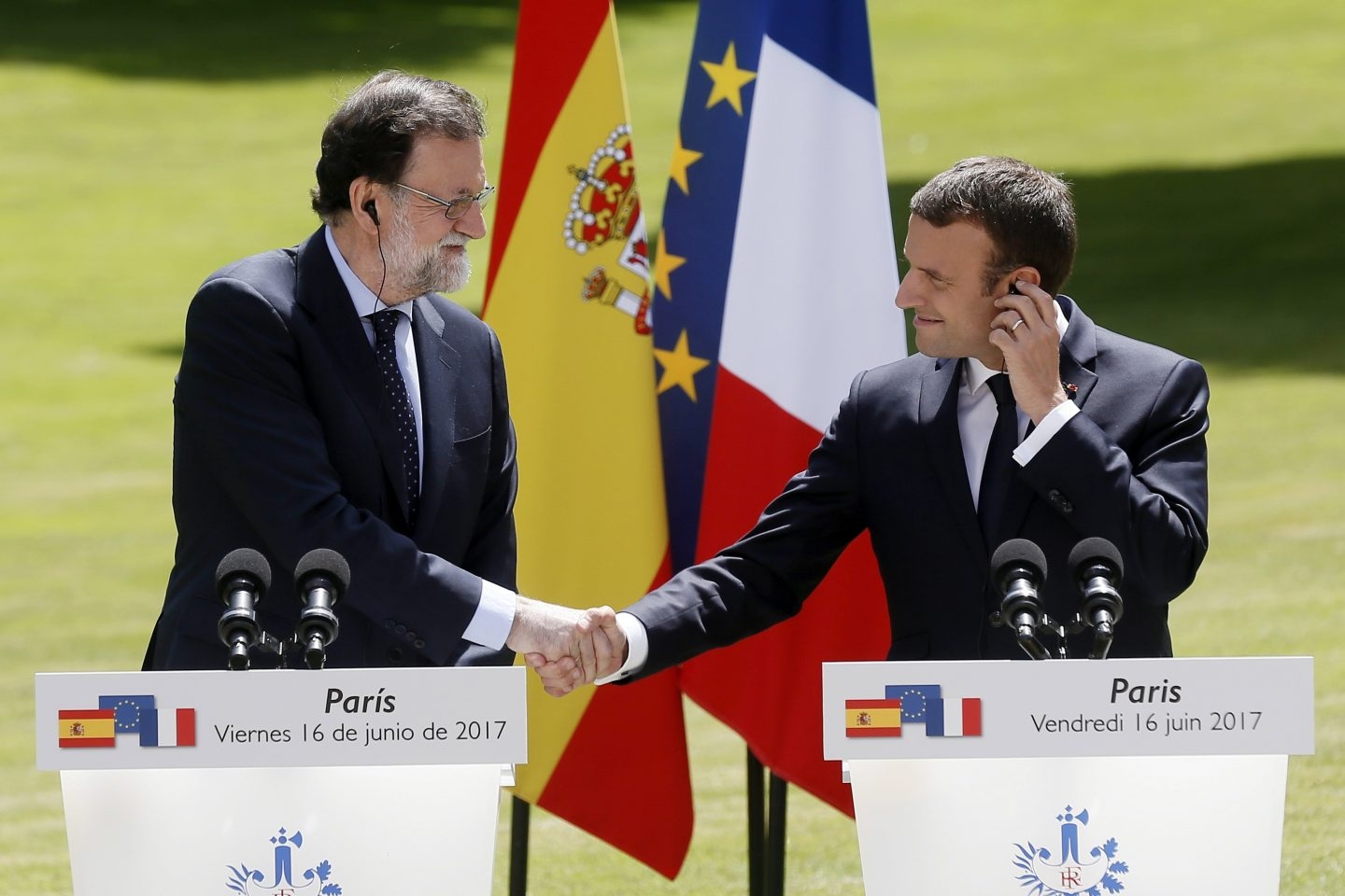 Mariano Rajoy y Emmanuel Macron.