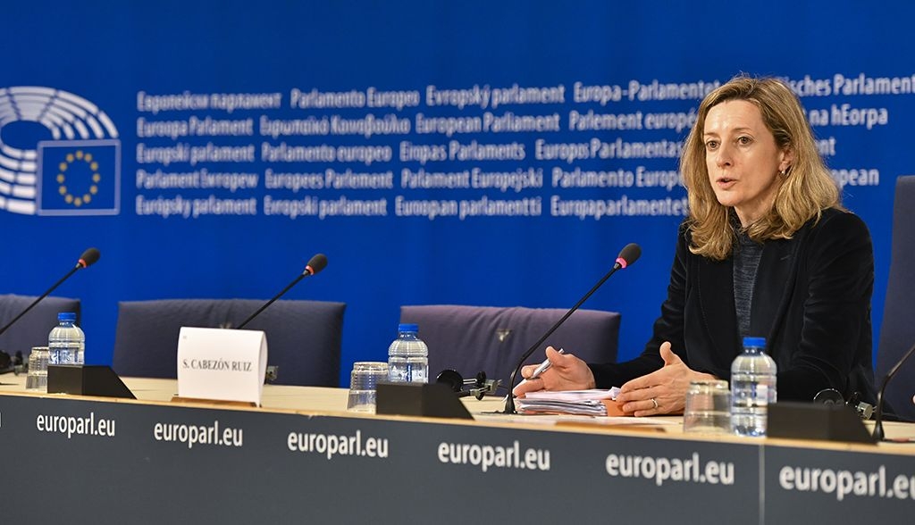 La eurodiputada del PSOE Soledad Cabezón, en el Parlamento Europeo