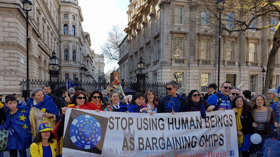 Manifestación de españoles residentes en el Reino Unido.