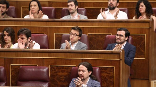 Tribuna de Unidos Podemos en el Congreso de los Diputados.