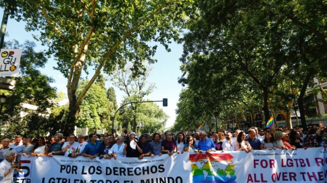 Cabecera de la manifestación central del Orgullo, en Madrid.