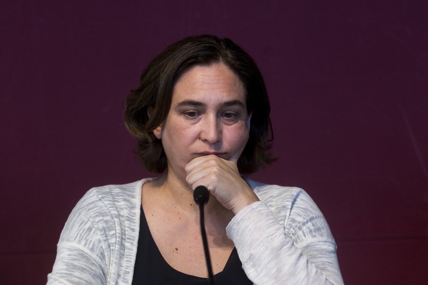 La alcaldesa de Barcelona, Ada Colau, durante una comparecencia ante los medios.