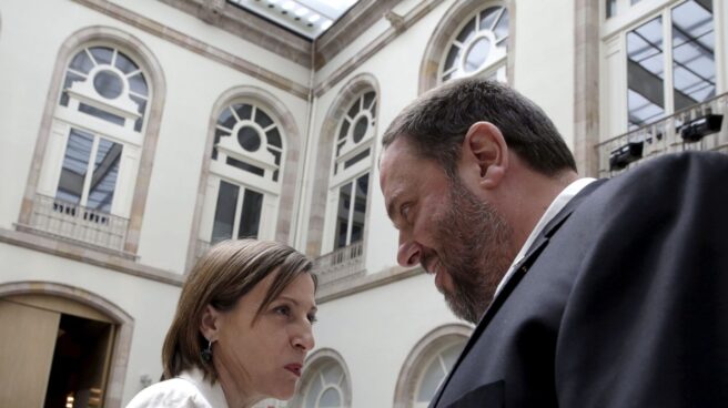 Forcadell y Junqueras, en el Palau de la Generalitat.