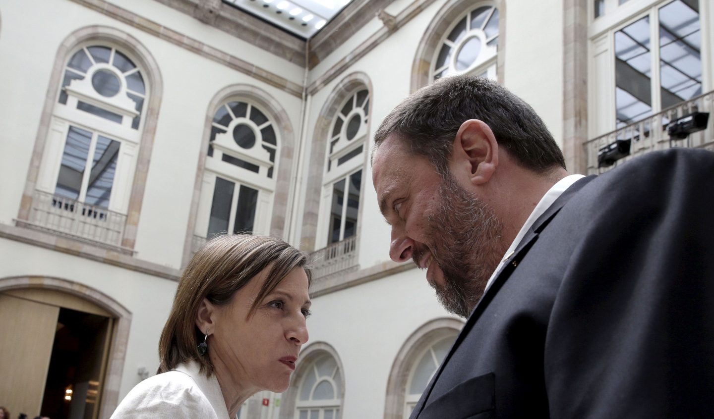 Forcadell y Junqueras, en el Palau de la Generalitat.