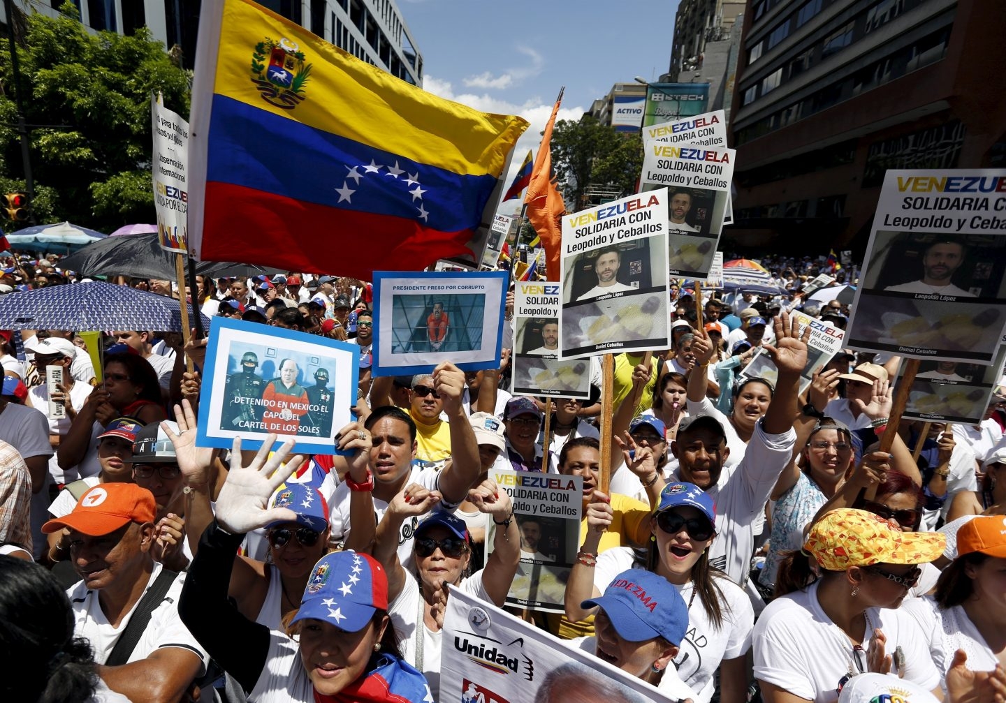 Manifestación a favor de la liberación de Leopoldo López y el resto de presos políticos en Venezuela.