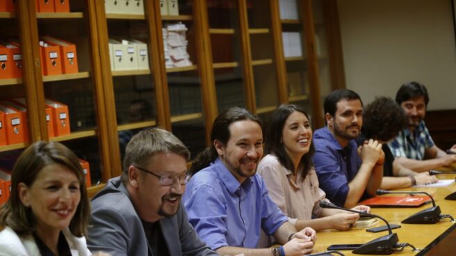 Pablo Iglesias, en la reunión con el PSOE.