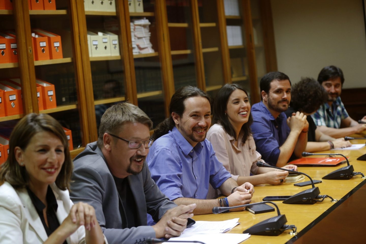 Pablo Iglesias, en la reunión con el PSOE.