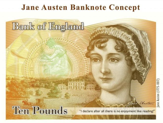 Jane Austen en el billete de 10 libras.