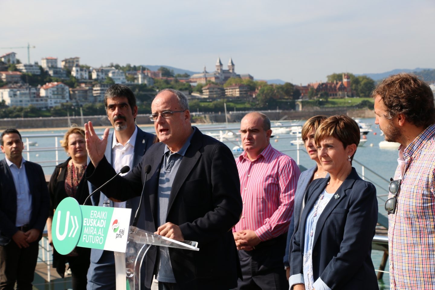 El presidente del PNV en Guipúzcoa, Joseba Egibar, durante un acto en San Sebastián.