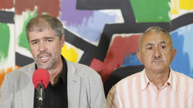 Unai Sordo Pepe Álvarez CCOO UGT Los secretarios generales de CCOO y UGT, Unai Sordo y Pepe Álvarez.