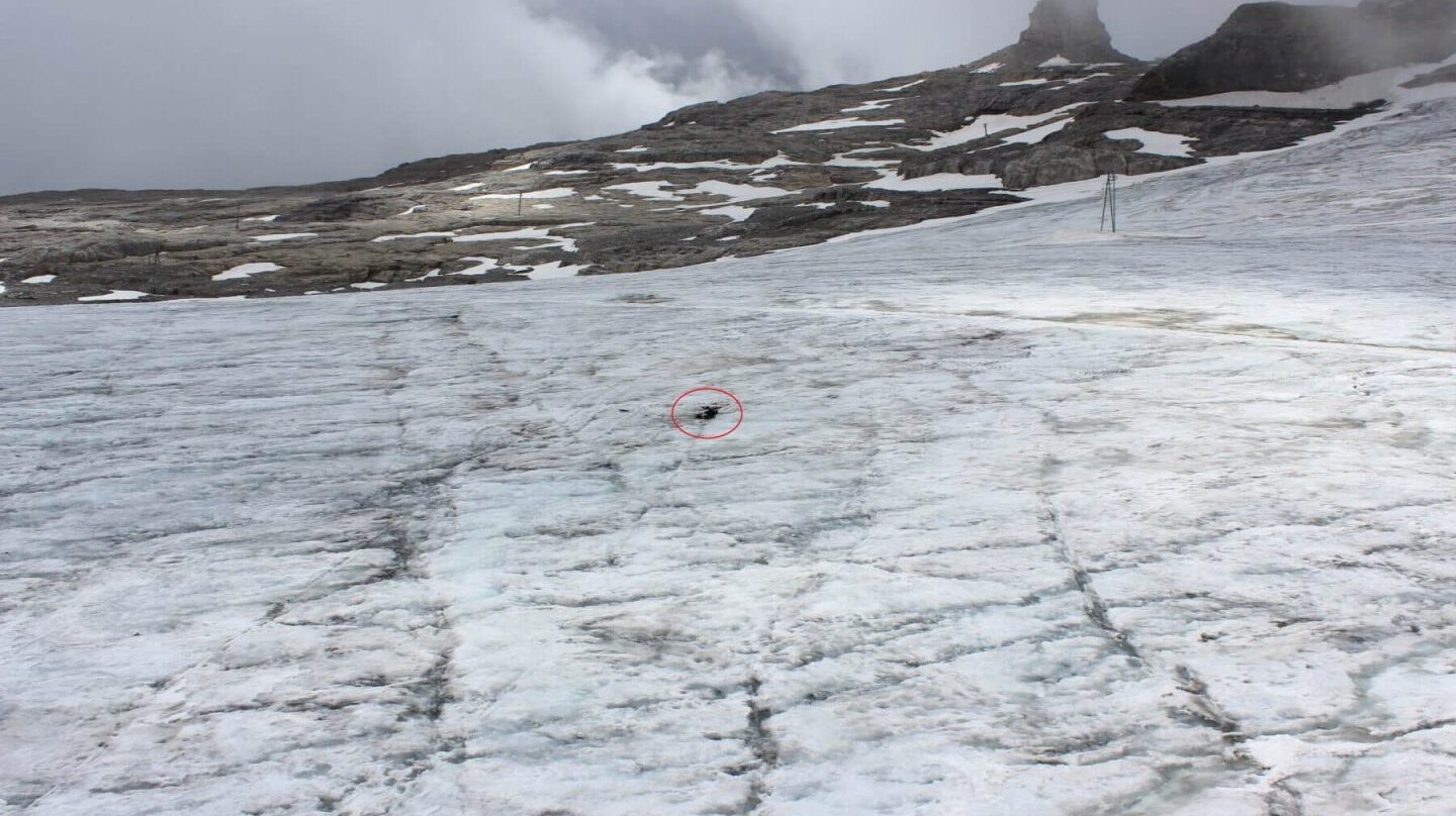 Lugar donde han sido encontrados los cuerpos en el glaciar de Tsanfleuron.