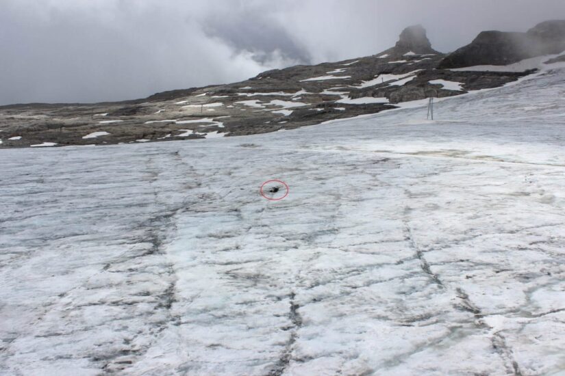 Lugar donde han sido encontrados los cuerpos en el glaciar de Tsanfleuron.