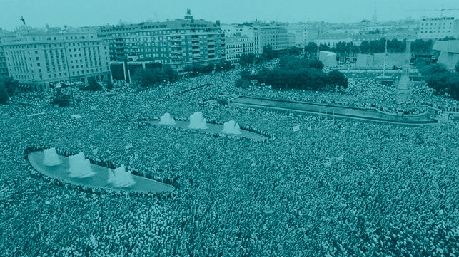 Manifestación de repulsa contra el asesinato de Miguel Ángel Blanco.