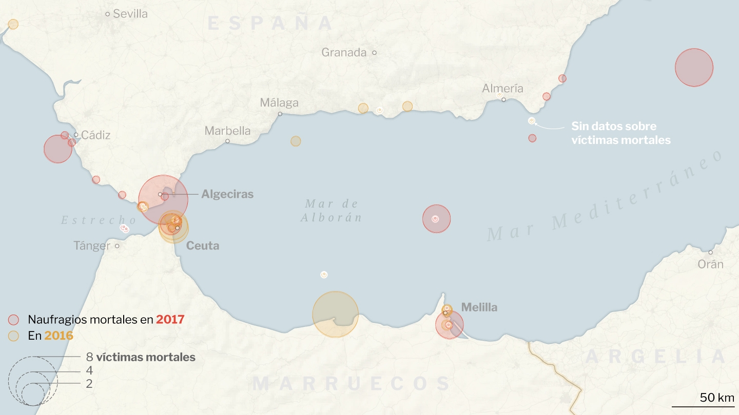 La mayoría de las muertes se producen en el Estrecho de Gibraltar