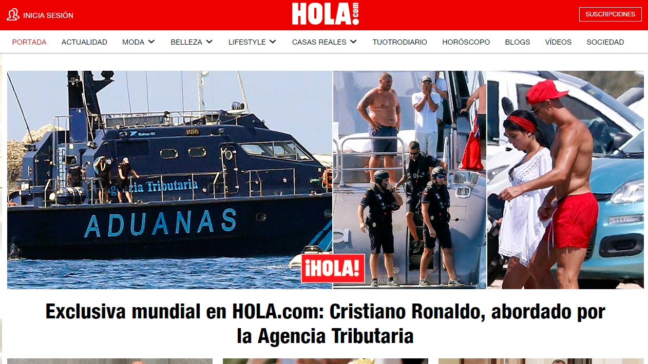 Portada de Hola.com con la exclusiva sobre Cristiano Ronaldo.