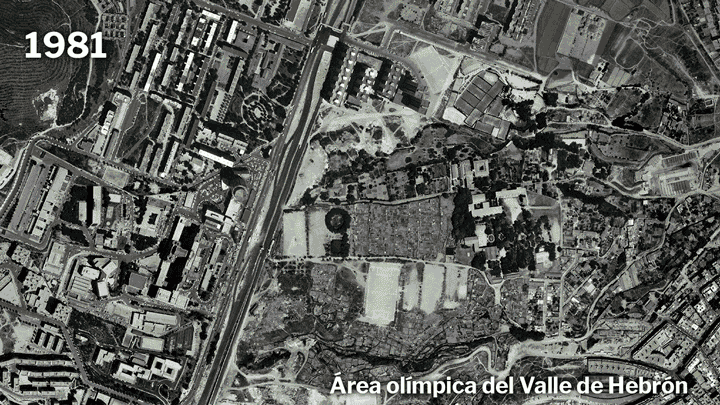 Evolución de la localización del área olímpica del Valle de Hebrón, que acogió las disciplinas de Tiro con arco.