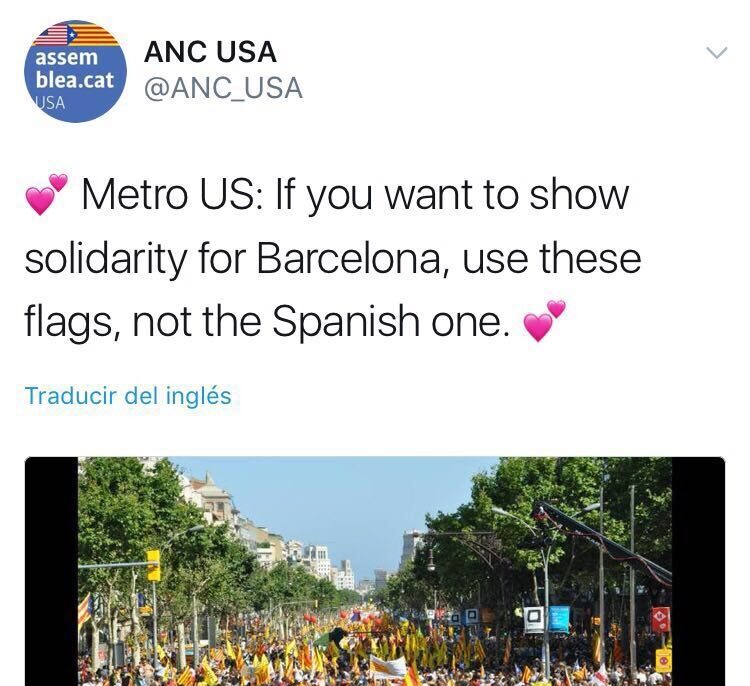 La ANC reclama que no se use la bandera española para solidarizarse con Barcelona