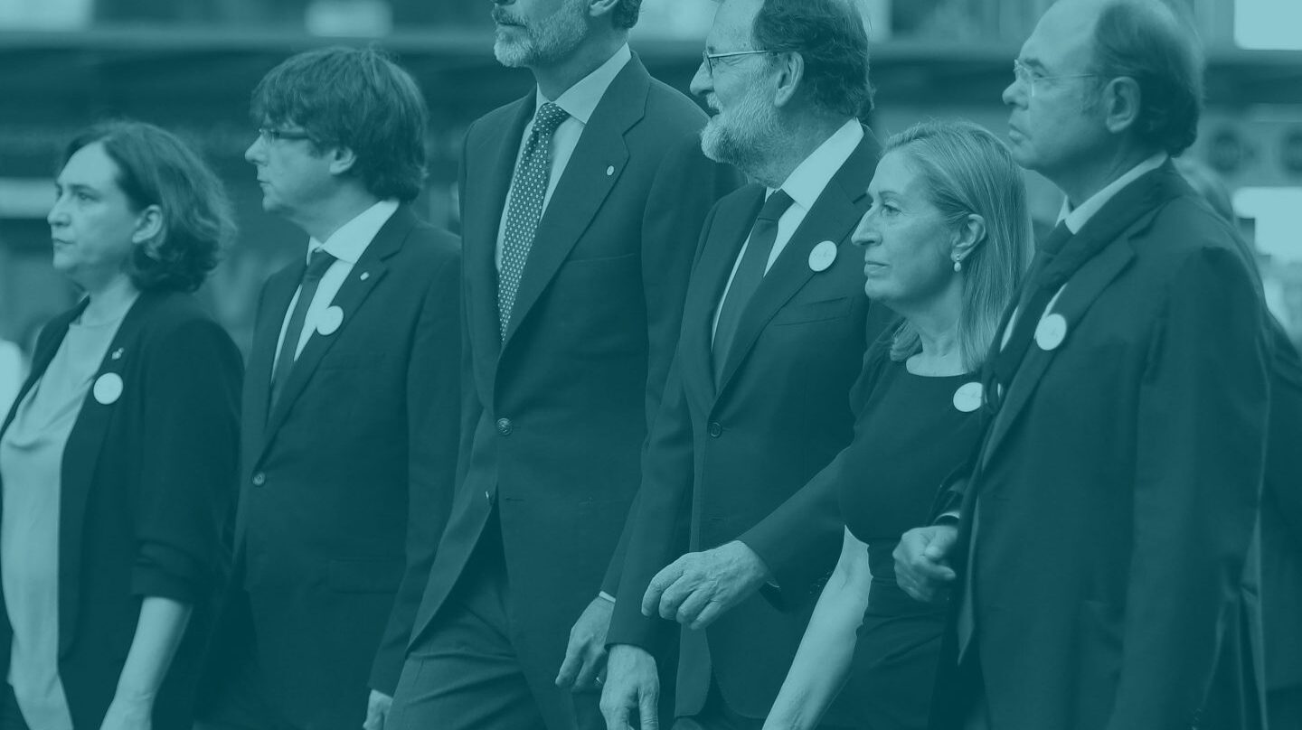 Las autoridades, antes de la manifestación de Barcelona.