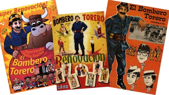 Imágenes de carteles de distintas épocas del espectáculos el 'Bombero torero'.