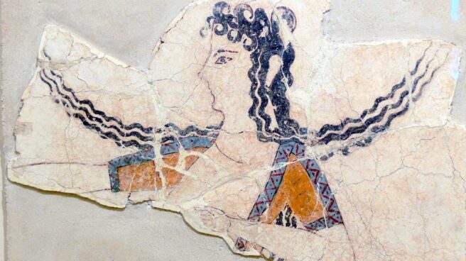 Fresco de la bailarina en el Palacio minoico de Knossos.
